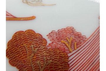 明治期　九谷　金襴手　赤絵　約12cm　3.9寸　華やかな色合いが美しい小皿5枚セット(金彩、和皿、和食器、三寸九分)(R-075477)