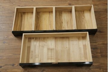 和製ビンテージ　希少デザイン!!　手打ち金具　艶やかな黒漆塗りが美しい小振りな岩谷堂箪笥(衣装タンス、収納箪笥、引き出し、チェスト、ヴィンテージ)(R-075489)