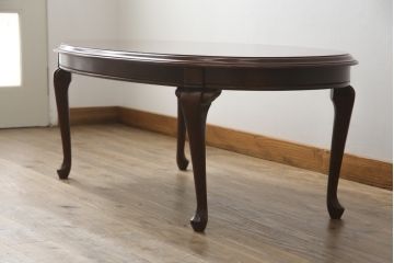 中古　美品!!　マルニ木工(MARUNI)　艶のある木肌と上品な佇まいが魅力のセンターテーブル(ローテーブル、リビングテーブル、オーバル型)(R-075491)