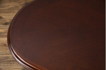 中古　美品!!　マルニ木工(MARUNI)　艶のある木肌と上品な佇まいが魅力のセンターテーブル(ローテーブル、リビングテーブル、オーバル型)(R-075491)