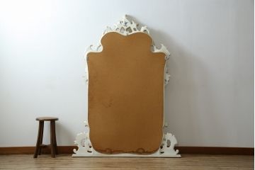 中古　イタリア　SILIK(シリック)　ロココ調の細やかで豪華な彫刻が見事!エレガントなお部屋づくりにおすすめのウォールミラー(壁掛け鏡、姿見)(R-075492)