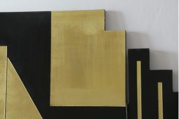 中古　アジアン　異国情緒溢れるデザインが目を惹く三連衝立て(パーテーション、衝い立て、つい立て、間仕切り、折りたたみ、マカオ、韓国、中国)(R-075497)