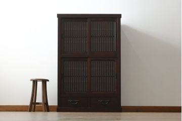中古　美品　上質な和の空間を演出する水屋箪笥(食器棚、茶箪笥、戸棚、収納棚、キャビネット)(R-075498)