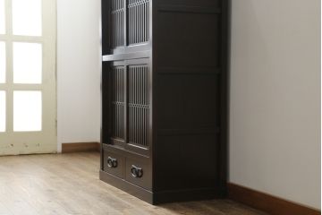 中古　美品　上質な和の空間を演出する水屋箪笥(食器棚、茶箪笥、戸棚、収納棚、キャビネット)(R-075498)