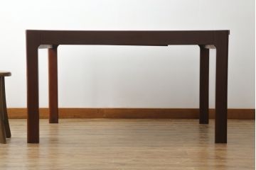 和製ビンテージ　天童木工(Tendo)　希少な廃版品　BRASILEIRA(ブラジレイラ)シリーズ　ローズウッド　シンプルなデザインで取り入れやすい天板伸長式ダイニングテーブル(エクステンションテーブル、食卓、　4人掛け、6人掛け、ヴィンテージ)(R-075499)