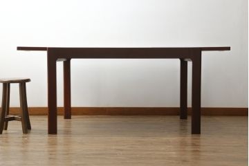 和製ビンテージ　天童木工(Tendo)　希少な廃版品　BRASILEIRA(ブラジレイラ)シリーズ　ローズウッド　シンプルなデザインで取り入れやすい天板伸長式ダイニングテーブル(エクステンションテーブル、食卓、　4人掛け、6人掛け、ヴィンテージ)(R-075499)