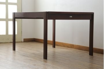 和製ビンテージ　天童木工(Tendo)　希少な廃版品　BRASILEIRA(ブラジレイラ)シリーズ　ローズウッド　シンプルなデザインで取り入れやすい天板伸長式ダイニングテーブル(エクステンションテーブル、食卓、　4人掛け、6人掛け、ヴィンテージ)(R-075499)