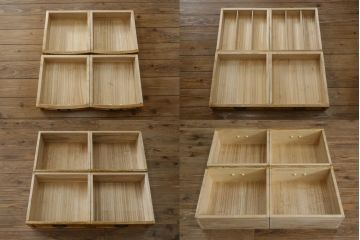 中古　美品!!　タモ材　玉杢　美しい杢目が目を惹く重厚な佇まいが魅力の茶箪笥(茶棚、戸棚、収納棚、飾り棚、キャビネット、食器棚)(定価約60万円)(R-075514)