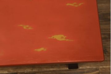 中古　美品　朱色(朱塗り)の輪島塗りが美しい文机(ローテーブル、座机、センターテーブル)(R-075515)
