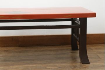 中古　美品　朱色(朱塗り)の輪島塗りが美しい文机(ローテーブル、座机、センターテーブル)(R-075515)