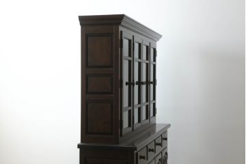 中古　美品　松本民芸家具　クラシカルな雰囲気のダイヤカット型飾り棚(キャビネット、戸棚、食器棚、カップボード、収納棚)(定価推定約135万円)(R-075516)