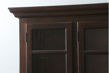 中古　美品　松本民芸家具　クラシカルな雰囲気のダイヤカット型飾り棚(キャビネット、戸棚、食器棚、カップボード、収納棚)(定価推定約135万円)(R-075516)