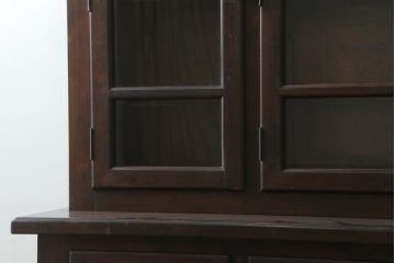 中古　美品　松本民芸家具　クラシカルな雰囲気のダイヤカット型飾り棚(キャビネット、戸棚、食器棚、カップボード、収納棚)(定価推定約135万円)(R-075516)
