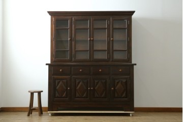 中古　美品　松本民芸家具　クラシカルなダイヤカット型飾り棚　定価推定約135万円　(R-075516)