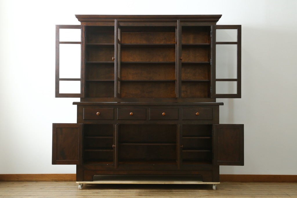 中古　美品　松本民芸家具　クラシカルなダイヤカット型飾り棚　定価推定約135万円　(R-075516)