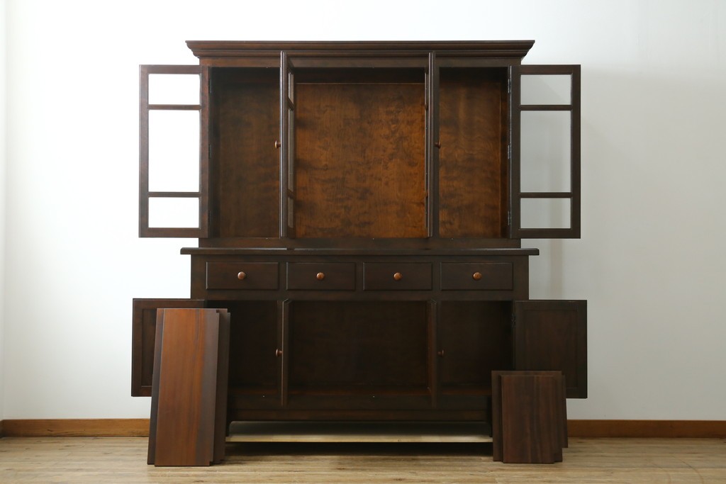 中古　美品　松本民芸家具　クラシカルなダイヤカット型飾り棚　定価推定約135万円　(R-075516)