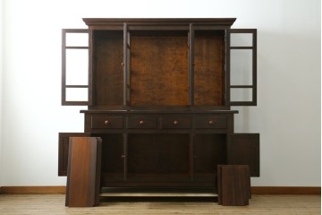 中古　美品　松本民芸家具　クラシカルなダイヤカット型飾り棚　定価推定約135万円　(R-075516)