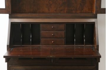 中古　美品　松本民芸家具　特注品　シックで落ち着いた佇まいが魅力的なビューローブックケース(本箱、キャビネット、ワークデスク、ライティングビューロー、ボールフットビューロー、在宅用、在宅ワーク用)(定価約110万円)(R-075517)