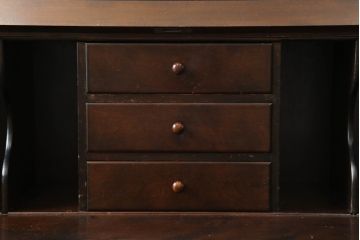 中古　美品　松本民芸家具　特注品　シックで落ち着いた佇まいが魅力的なビューローブックケース(本箱、キャビネット、ワークデスク、ライティングビューロー、ボールフットビューロー、在宅用、在宅ワーク用)(定価約110万円)(R-075517)