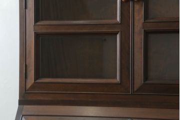 中古　美品　松本民芸家具　特注品　シックで落ち着いた佇まいが魅力的なビューローブックケース(本箱、キャビネット、ワークデスク、ライティングビューロー、ボールフットビューロー、在宅用、在宅ワーク用)(定価約110万円)(R-075517)