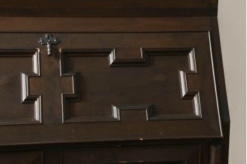 中古　美品　松本民芸家具　特注品　シックで落ち着いた佇まいが魅力的なビューローブックケース(本箱、キャビネット、ワークデスク、ライティングビューロー、ボールフットビューロー、在宅用、在宅ワーク用)(定価約110万円)(R-075517)