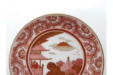 明治期　九谷　金襴手　赤絵　約12cm　3.9寸　華やかな色合いが美しい小皿5枚セット(金彩、和皿、和食器、三寸九分)(R-075523)