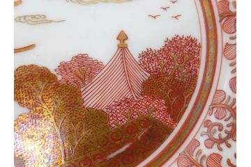 明治期　九谷　金襴手　赤絵　約12cm　3.9寸　華やかな色合いが美しい小皿5枚セット(金彩、和皿、和食器、三寸九分)(R-075523)