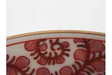 明治期　九谷　金襴手　赤絵　約12cm　3.9寸　華やかな色合いが美しい小皿5枚セット(金彩、和皿、和食器、三寸九分)(R-075523)