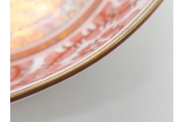 明治期　九谷　金襴手　赤絵　約12cm　3.9寸　華やかな色合いが美しい小皿5枚セット(金彩、和皿、和食器、三寸九分)(R-075523)