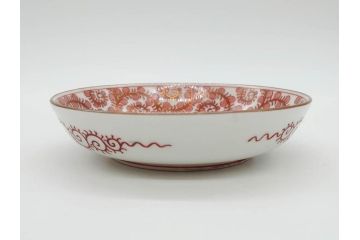 明治期　九谷　金襴手　赤絵　約12cm　3.9寸　華やかな色合いが美しい小皿5枚セット(金彩、和皿、和食器、三寸九分)(R-075523)