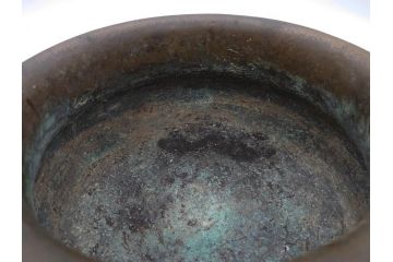明治期　大明宣徳年製　鳳凰　紋双龍耳　古銅　重厚感ある佇まいと洗練されたデザインが素敵な火鉢(手あぶり、鉢カバー)(R-075526)