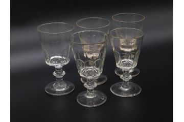 明治〜大正時代　レトロな雰囲気が魅力のリキュールグラス5客セット(古グラス、和ガラス、酒器、硝子、ショット、酒杯、高台)(R-075533)