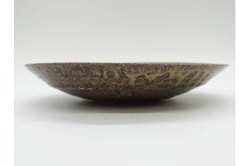 真作　陶芸家　加守田章二　上品な艶と濃淡の色合いが美しい灰釉鉢(和食器、和皿、共箱付き)(R-075535)