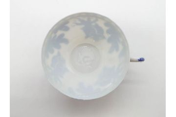 昭和レトロ　明治〜大正　透かし芸者　海外輸出品　燕　桜　エッグシェル　egg shell　カップ&ソーサー9客セット(ツバメ、サクラ、金魚、MADE IN OCCUPIED JAPAN(占領下の日本製)、オキュパイド ジャパン、卵殻手、洋食器)(R-075536)