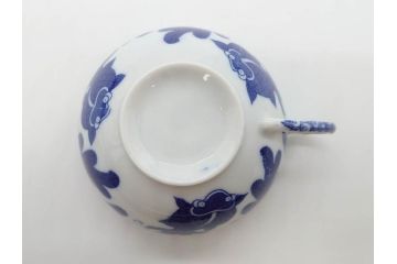 昭和レトロ　明治〜大正　透かし芸者　海外輸出品　燕　桜　エッグシェル　egg shell　カップ&ソーサー9客セット(ツバメ、サクラ、金魚、MADE IN OCCUPIED JAPAN(占領下の日本製)、オキュパイド ジャパン、卵殻手、洋食器)(R-075536)