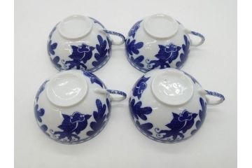 昭和レトロ　明治〜大正　透かし芸者　海外輸出品　燕　桜　エッグシェル　egg shell　カップ&ソーサー9客セット(ツバメ、サクラ、金魚、MADE IN OCCUPIED JAPAN(占領下の日本製)、オキュパイド ジャパン、卵殻手、洋食器)(R-075536)