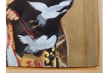 真作　小松崎邦雄　「鶴の舞妓」　限定50部　35/50　陶板画(女性、人物、額装、共シール、箱付き)(R-075539)