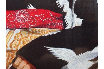 真作　小松崎邦雄　「鶴の舞妓」　限定50部　35/50　陶板画(女性、人物、額装、共シール、箱付き)(R-075539)