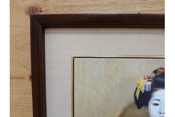 真作　小松崎邦雄　「鶴の舞妓」　限定50部　35/50　陶板画(女性、人物、額装、共シール、箱付き)(R-075539)