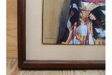 真作　小松崎邦雄　「鶴の舞妓」　限定50部　35/50　陶板画(女性、人物、額装、共シール、箱付き)(R-075539)