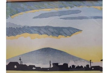 真作　関野準一郎　「御油」　「舞阪」　サイン入り　木版画2枚セット(絵画、額装)(R-075540)