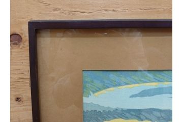 真作　関野準一郎　「御油」　「舞阪」　サイン入り　木版画2枚セット(絵画、額装)(R-075540)
