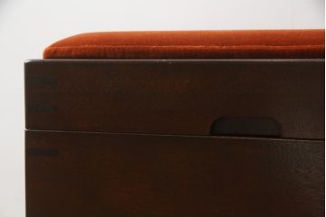 和製ビンテージ　松本民芸家具　シンプルなデザインと落ち着きのある色合いが魅力的な収納付きスツール(椅子、イス、チェア)(R-075548)
