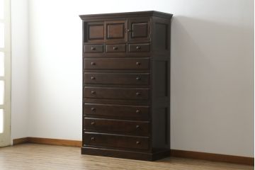 中古　美品　松本民芸家具　A型和タンス　シックな佇まいが魅力的!! 和と洋どちらの空間にも取り入れやすい重ね箪笥(引き出し、チェスト、収納箪笥、衣装箪笥、整理箪笥)(定価約82万円)(R-075555)