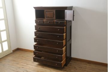 中古　美品　松本民芸家具　A型和タンス　シックな佇まいが魅力的!! 和と洋どちらの空間にも取り入れやすい重ね箪笥(引き出し、チェスト、収納箪笥、衣装箪笥、整理箪笥)(定価約82万円)(R-075555)