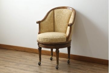 中古　DREXEL HERITAGE(ドレクセルヘリテイジ)　品のある佇まいが魅力的な回転チェア(アームチェア、デスクチェア、回転椅子、一人掛けソファ、1人掛けソファ、1Pソファ、椅子、イス)(R-075562)