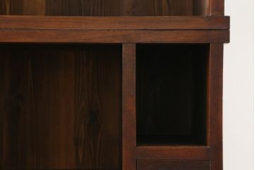 和製アンティーク　前面欅(ケヤキ)材　組子入り　和モダンなお部屋づくりに取り入れたい関東水屋箪笥(食器棚、戸棚、収納棚、キャビネット)(R-075572)