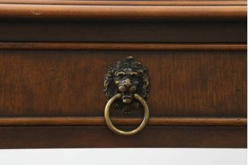 中古　美品　激レアモデル　DREXEL HERITAGE(ドレクセルヘリテイジ)　Covington Park Collection(コヴィントンパークコレクション)　マホガニー材　高級感溢れる佇まいが目を惹くレザートップデスク(テーブル、ワークデスク、平机、机、在宅用、在宅ワーク用)(R-075576)