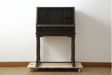 和製ビンテージ　美品　北海道民芸家具　希少!　絶版品・レア品　クラシカルな雰囲気を盛り立てるライティングビューロー(簿記机、ワークデスク、在宅用、在宅ワーク用、ヴィンテージ)(R-075580)