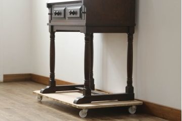 和製ビンテージ　美品　北海道民芸家具　希少!　絶版品・レア品　クラシカルな雰囲気を盛り立てるライティングビューロー(簿記机、ワークデスク、在宅用、在宅ワーク用、ヴィンテージ)(R-075580)